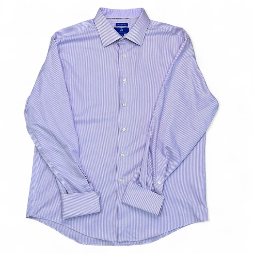 Egara Lavender Thin Striped Egyptian Cotton Slim Fit Men’s Dress Shirt
